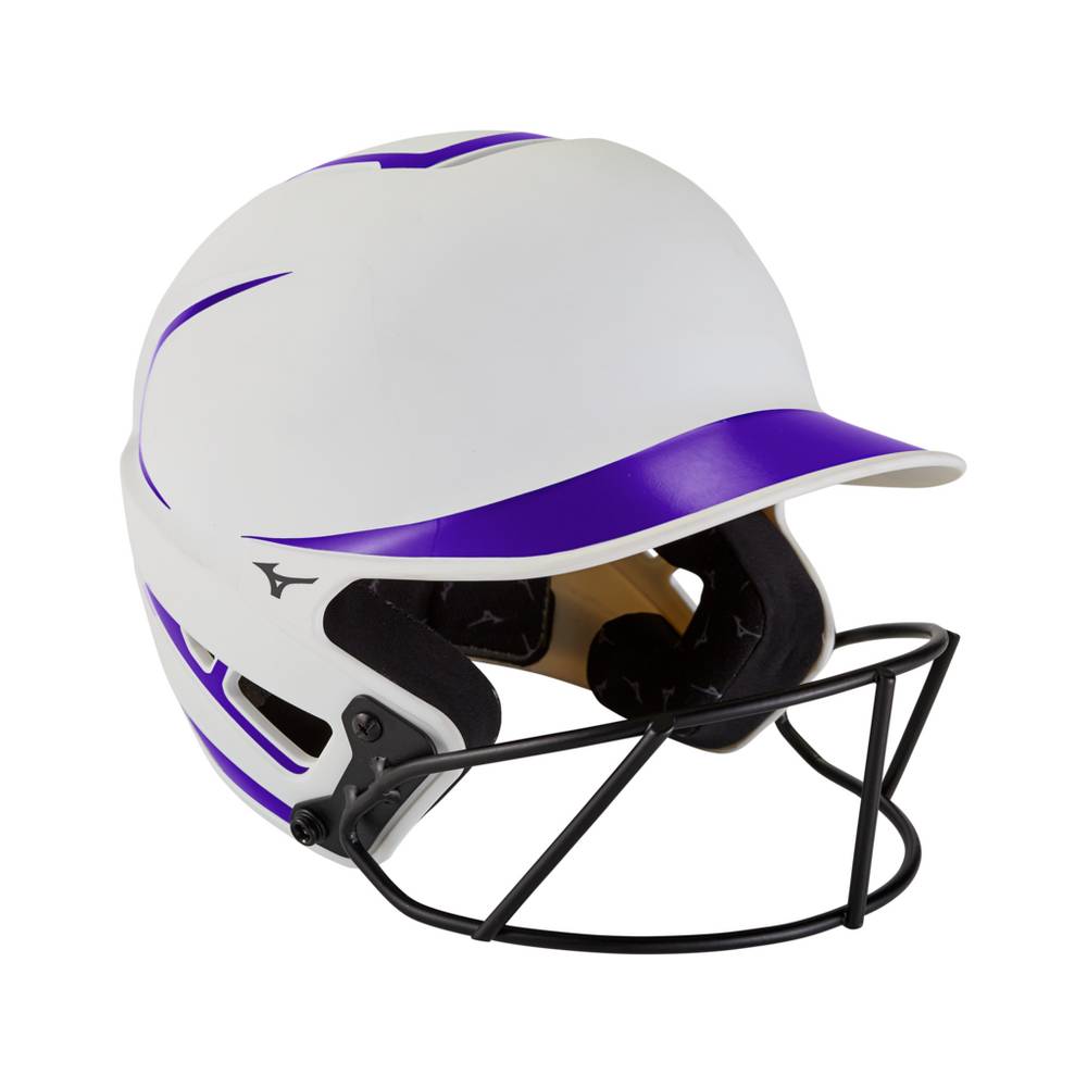 Mizuno Women's F6 Fastpitch Softball Batting Helmet White/Purple (380392-PIK)